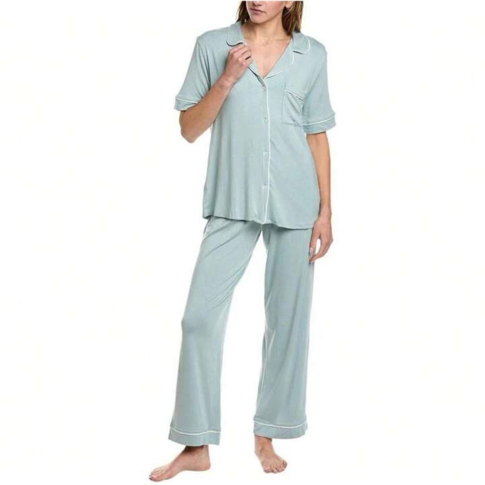 NWT Hale Bob Light‎ Blue White Trim Pajama Set Women's Size Small